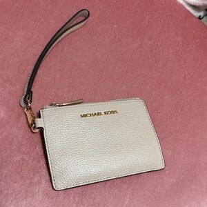 Michael Kors Beige Wristlet with Gold Accents